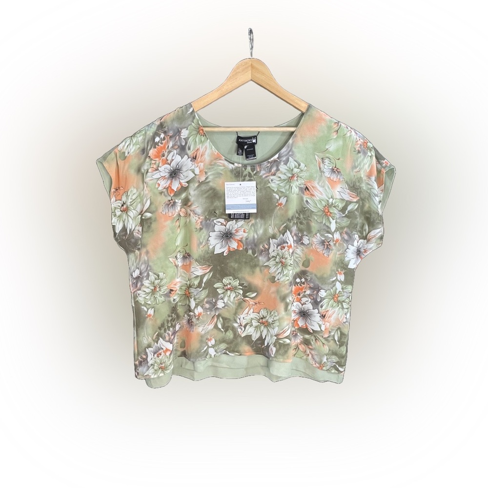 Antthony Design Original 1X Floral Print Blouse NWT